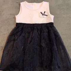 女の子フォーマルノースリーブワンピースドレス ホワイトとネイビー110cm