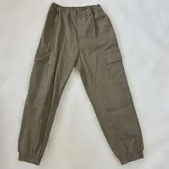 美品 ユニクロ 160 ベージュ カーゴパンツ ジョガーパンツ 綿パン