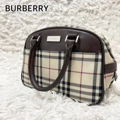バーバリー✨ハンドバッグ ミニボストン ノバチェック レザー キャンバス 茶