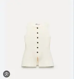 ZARA プレーンニット　ゴールドボタン　Mサイズ