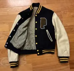 GOLDEN BEAR ゴールデンベア　ウールレザー スタジャン　紺　S