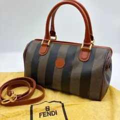 美品】フェンディ ボストンバッグ PVC ペカン柄 FF金具 大容量 FFロゴ