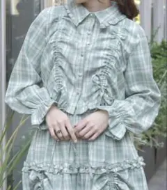 axes femme ドロストブラウス ドロストティアードSK ミント セット