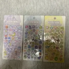 クリアぷくぷくキャンディシール　イヌ　ネコ　恐竜　３枚セット