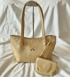 Kitamura レザー トートバッグ ポーチ付き　ベージュ