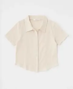 moussy アイボリー 半袖リブ編みシャツ M