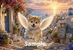 天使の柴犬 デジタルアート イラスト ポストカード