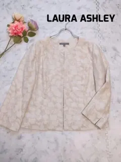 LAURA ASHLEY　リネン混　総柄　ノーカラージャケットのサムネイル
