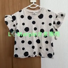 水玉模様フリル袖Tシャツ 100cm