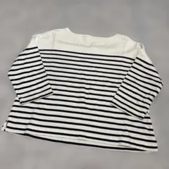 無印良品　ストライプ 七分袖 Tシャツ M-L