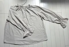 GU ギャザーネック 長袖ブラウス ベージュ