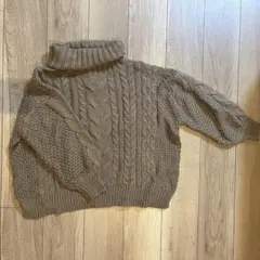ブラウン タートルネック ニット M