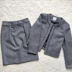 OPAQUE.CLIP ツイードジャケット スカート　セット アップ　ノーカラー