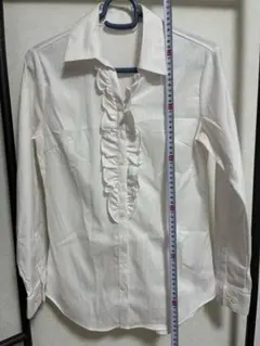 フリル付きブラウス　ピンクホワイト