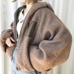 【1/31削除】apres jour もこもこフードボアブルゾン ブラウン