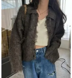 WILLFULLY リバーシブルカーディガン/ モカ