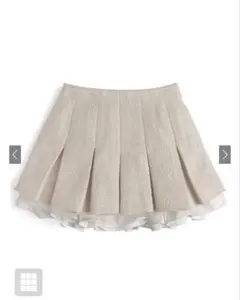 GRL インパン裏地付きフリルツイードプリーツミニスカート アイボリー ホワイト
