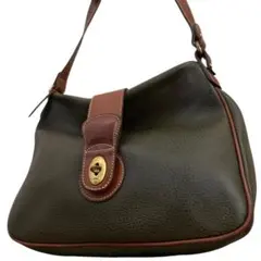 美品 COACH コーチ ショルダーバッグ グリーン レザー ターンロック