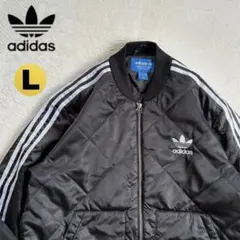 USアディダス　刺繍トレフォイルロゴ　キルティングジャケット ダブルジップ