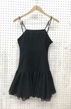 コケット ゴシック　バレエコア　シズニルック古着 裾レース シフォンキャミワンピ