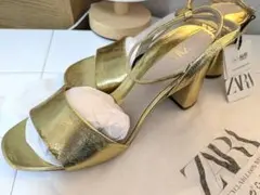 【新品】ZARA サンダル ストラップ /ゴールド
