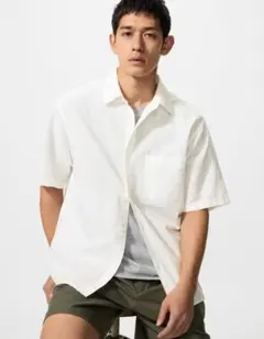 UNIQLO　コットンリネンシャツ　白　XLのサムネイル