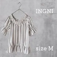 INGNI トップス (M) ブラウス チュニック オフショルダー ストライプ