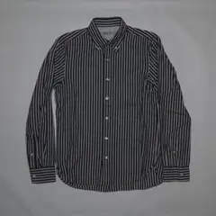 無印良品 ボタンダウンシャツ ストライプ インディゴ染め