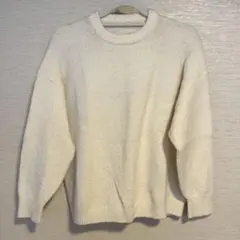 GU クルーネック ニット セーター アイボリー M