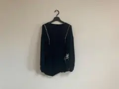 ジッパーデザイン 黒 長袖 トップス