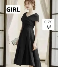ガール ボートネック フレアワンピース ブラック　結婚式　オケージョンドレス　M