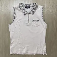 BURBERRY バーバリー ノースリーブ ポロシャツ ノバチェックL 水色
