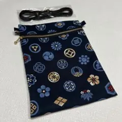 No.97 お祭りポシェット（紺　家紋）/ハンドメイド