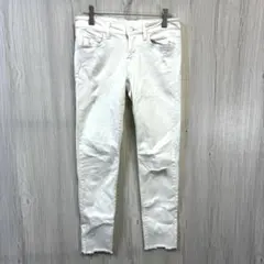 UNIQLO ウルトラストレッチスキニーパンツ ホワイト ダメージ加工　24
