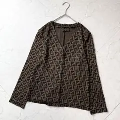 FENDI ズッカ カーディガン ロゴ ブラウン ブラック イタリア製のサムネイル