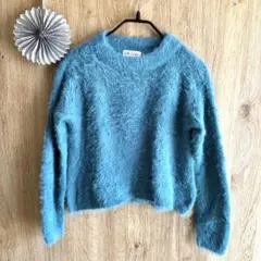 H&M エイチアンドエム　モヘアニット　ブルー　140 150 セーター　モコ