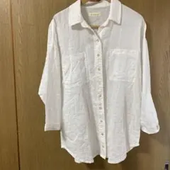 BEAMS HEART 麻　半袖シャツ　ホワイト