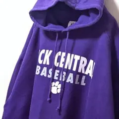 バジャー ピックセントラルベースボール スウェットパーカーパープル紫XL古着