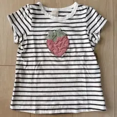 プティマイン いちごモチーフ ボーダーTシャツ 110