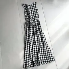 BEAUTY&YOUTH リネン100% マキシワンピース ギンガムチェック