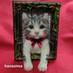 羊毛フェルト 猫 フレーム入り