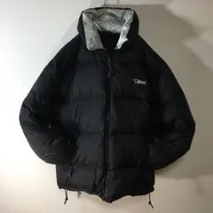 【個性派古着】Bear ダウンジャケット　リバーシブル　黒　無地　肉厚　 L