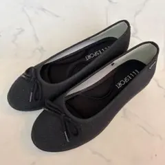 ELLE SPORT ブラック フラットシューズ　リボン　　ラメ