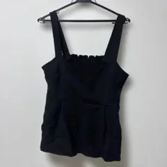 ブラック L フリル付きキャミソール