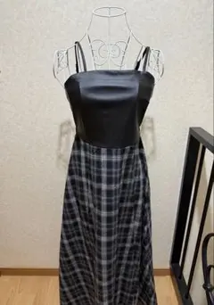 キャミワンピース ブラック チェック柄