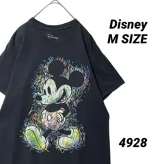 ミッキー ディズニー M Tシャツ 黒 半袖 マッドエンジン スプラッターアート