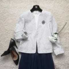 すずらん様　美品　プラステ　スラブツイードジャージーキーネックジャケット　L