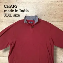 CHAPSハーフジップインド製サーマルコットンスウェットトレーナー刺繍ロゴXXL