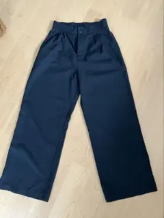 黒 ワイドパンツ ゴムウエスト ポリエステル100%