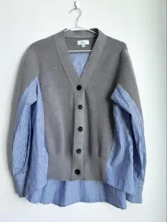 ストライプ シャツ コンビ ニットカーディガン jovonna London